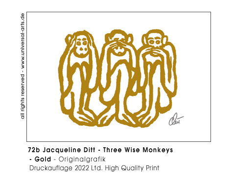 Jacqueline Ditt - Three wise Monkeys - Gold (Drei weise Affen - Gold)