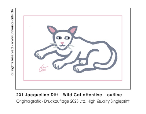 Jacqueline Ditt - Wild Cat attentive - outline (Wildkatze aufmerksam - outline)