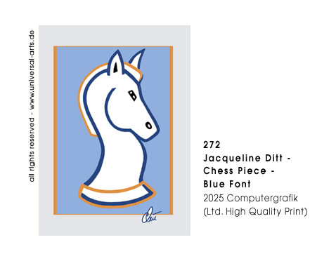 Jacqueline Ditt - Chess Piece - Blue Font (Schachfigur - Blauer Hintergrund)