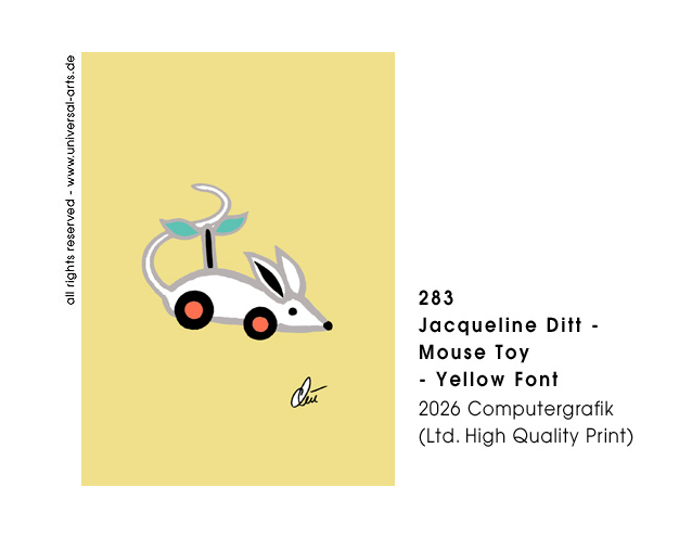 Jacqueline Ditt -  Mouse Toy - Yellow  Font (Spielzeugmaus - Gelber Hintergrund)